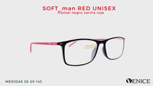 Laden und Abspielen von Videos im Galerie-Viewer, SOFT_man UNISEX Lesebrille roter Stab vorne schwarz
