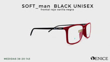 Laden und Abspielen von Videos im Galerie-Viewer, SOFT_man Unisex-Lesebrille, schwarzer Stab, rote Vorderseite
