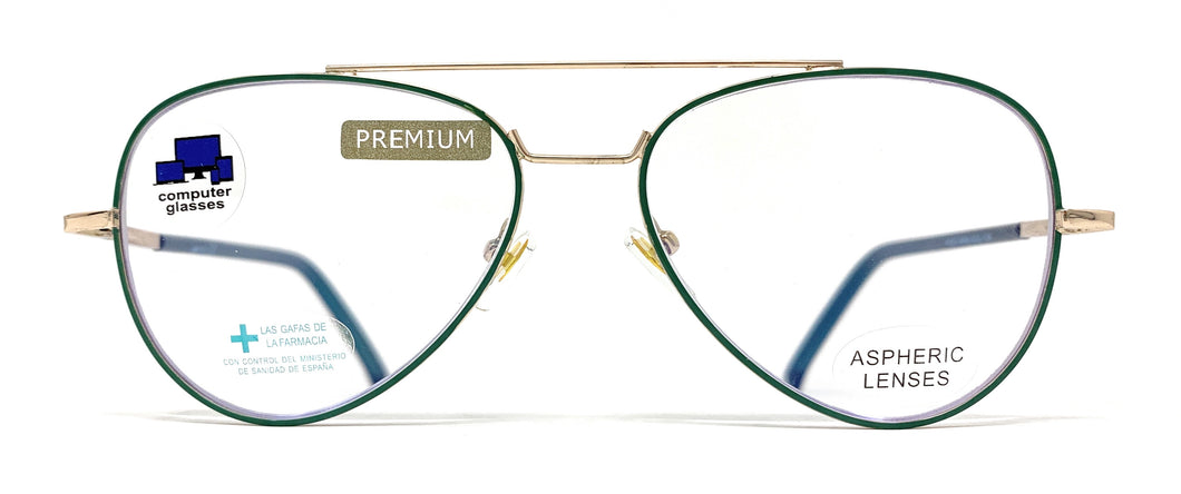 Reading glasses with blue light model PILOTO Green 