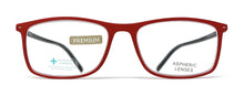 Lade das Bild in den Galerie-Viewer, SOFT_man Unisex-Lesebrille, schwarzer Stab, rote Vorderseite
