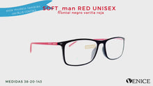 Laden und Abspielen von Videos im Galerie-Viewer, SOFT_man UNISEX Lesebrille roter Stab vorne schwarz
